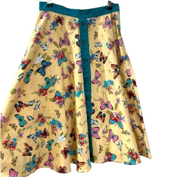 Tatyana Retro Swing Butterfly Skrit in Yellow Size M - Picture 3 of 6